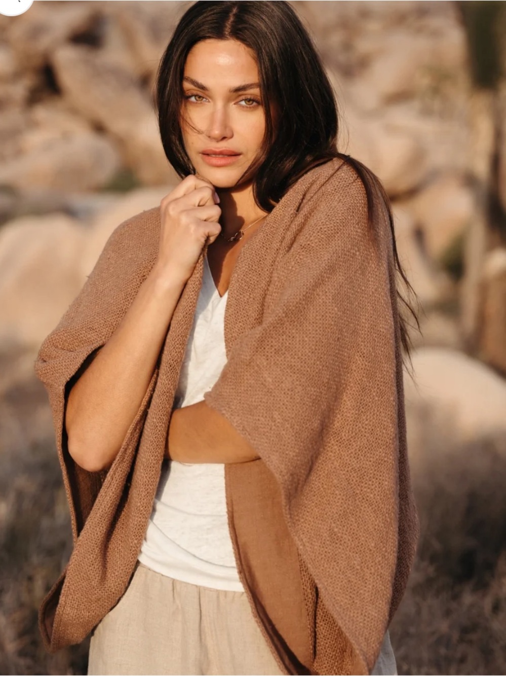 NWOT Nomad The Label Bloom Cotton Shrug Desert Sand